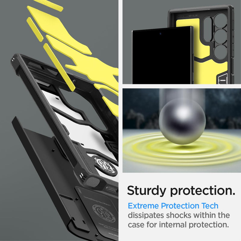 Spigen Tough Armor Designed for Galaxy S24 Ultra Case [Military-Grade Protection] [Kickstand] (2024) - Black