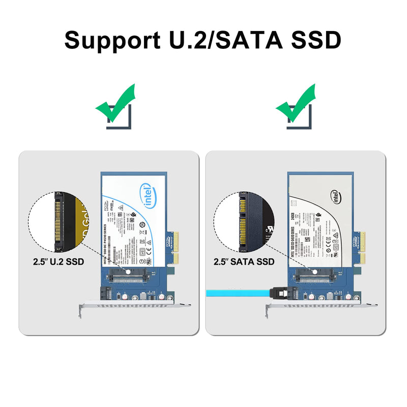 [AUSTRALIA] - U.2 SFF-8639 to PCIe NVMe SSD Adapter Card, PCIe 3.0 X4 Expansion Card for 2.5" U.2 NVMe SSD or 2.5" SATA SSD (1x) SFF-8639 