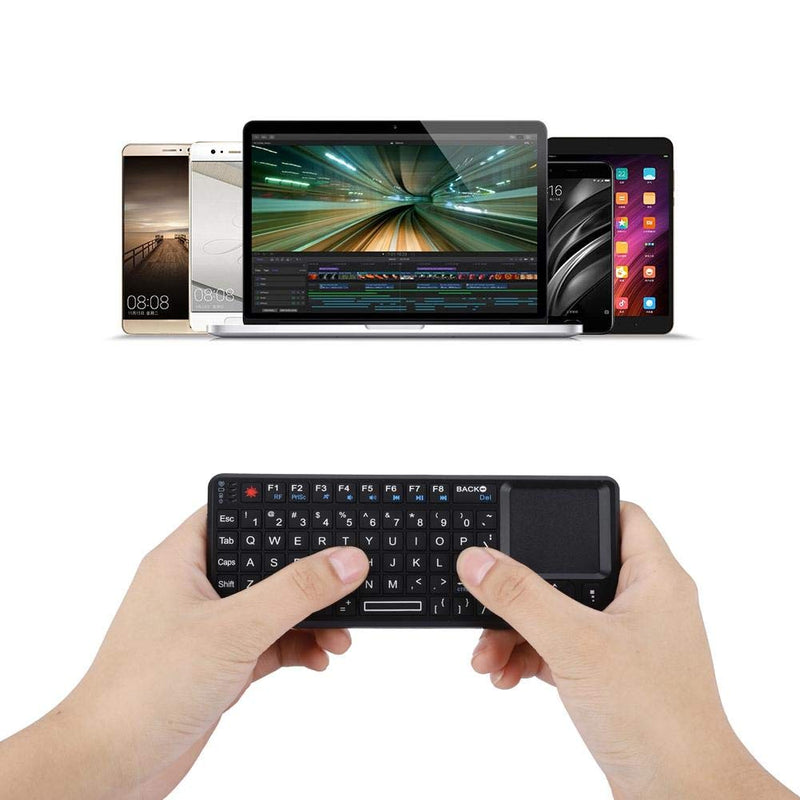 2.4GHz Wireless Touchpad Keyboard, RT-MWK02 Rechargeable Ultra-Thin Mini USB Backlit Keyboard for HTPC, for PS3/for PS4, 360 and ONE
