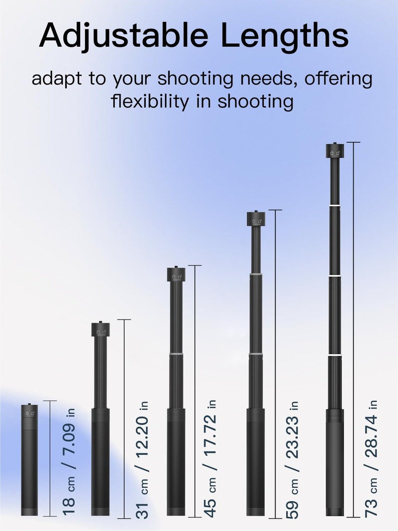 Gimbal Extension Rod, 29" Extension Pole for DSLR Cameras, Adjustable Selfie Stick with 1/4 Screw Interface, Compatible with a Range of Handheld Gimbal and Other Universal Interface Devices