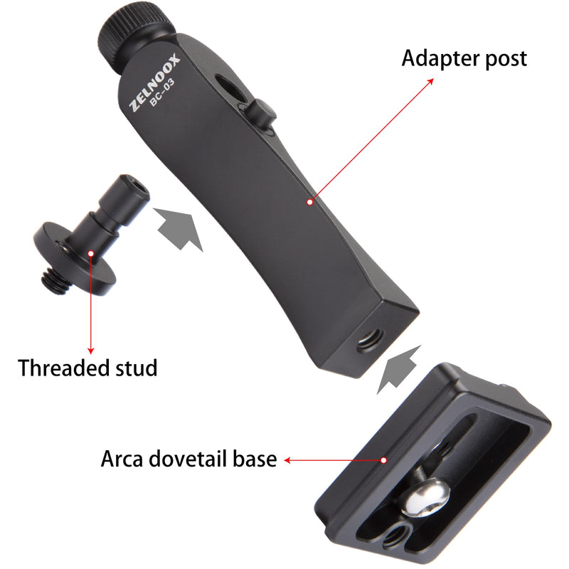 Binocular Tripod Adapter, Detachable ARCA Dovetail Quick Release Plate, 1/4" Mounting Screw Mount Hole,Anti-Drop Proof Binocular Threaded Stud