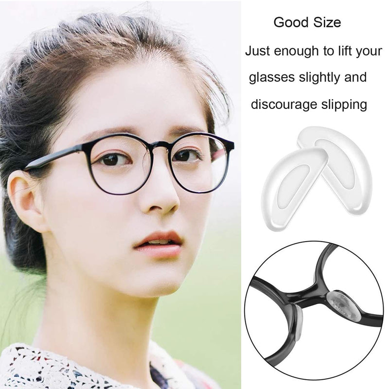 Eyeglass Nose Pads, Adhesive Anti-Slip Nose Pads, Soft Silicone Nose Pad Cushion for Glasses, Eyeglasses, Sunglasses, 12 Pairs(Clear) Clear