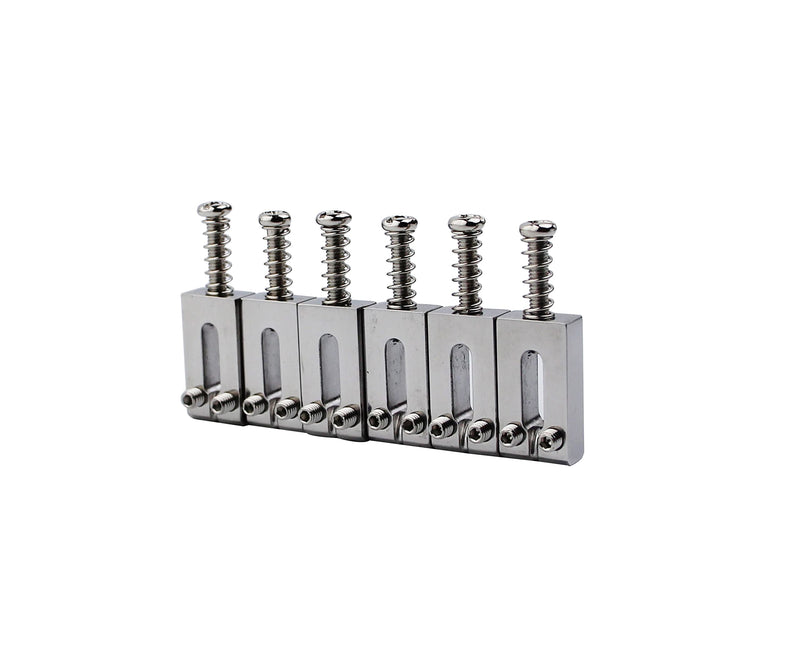 Guyker Guitar Bridge Saddles (Set of 6) - 10.5MM Stainless Steel Polished Modern Guitar Tremolo Bridge Saddles Compatible with Strat ST Electric Guitar 10.5mm, 6 Piece