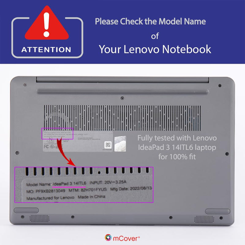 mCover Case compatible ONLY for 2022-2024 14" Lenovo IdeaPad 3 | 3i series (14ADA6 / 14ALC6 / 14ABA7 / 14ITL6 / 14IAU7) Windows Laptops (NOT fitting ANY other models)- Aqua