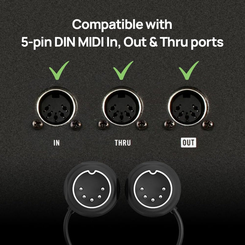 CME MIDI Cable 4-Pack - 2FT / 60cm, 5-pin DIN, Low-Profile - Mirrored 45-Degree Angled Ultra-Thin Plugs for Compact Spaces - Ideal for MIDI Interface, Pedalboard, Keyboard