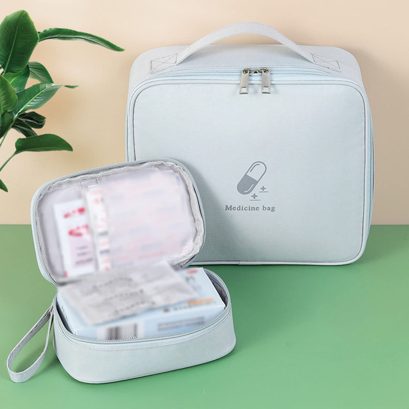Pack of 2 Medicine Bag Large Capacity Empty Waterproof Emergency Bag First Aid Bag Travel Pharmacy Bag Medicine Storage Bag for Travel On the Go Home Office Office, gray, Classic