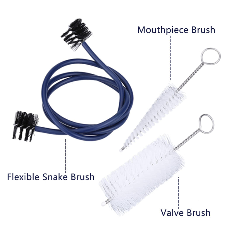 Trumpet Cleaning Kit, Trumpet Maintenance Care Kit, Includes Mouthpiece Brush, Valve Brush and Flexible Snake Brush