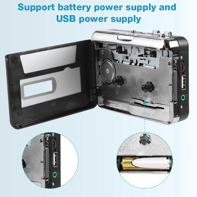 Cassette mp3 Converter, Portable Cassette Tape to MP3 Converter USB Flash Drive Capture Audio Music Player Suitable for Windows XP/Vista / 7/8