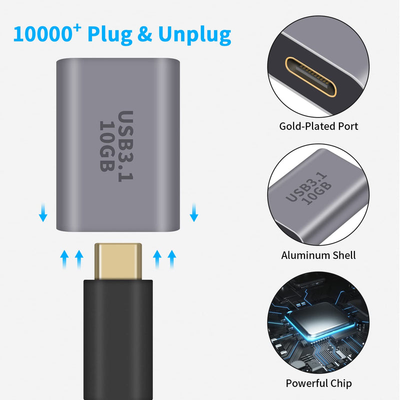[AUSTRALIA] - Poyiccot USB A to USB C Adapter, 2Pack USB C Female to USB Female Adapter, 10Gbps USB A Female to USB C Female Adapter Bi-Directional (USB 3.1 Type C Gen2) Compatible for iPhone, MacBook Pro, Laptop USB A to USB C Extender-2pack 