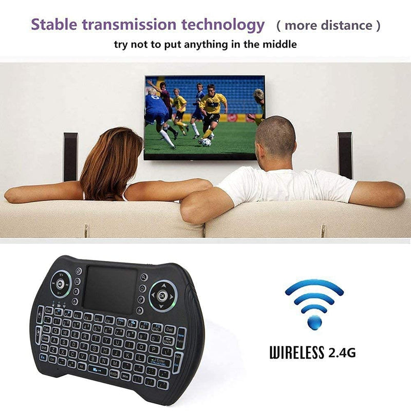 Backlit 2.4GHz Mini Wireless Keyboard Remote Control with Touchpad Mouse Combo with USB Dongle Rechargeable Li-ion Battery for Android TV Box/Smart TV/PC/Windows/MacOS/Linux/X-Box/Smart TV Box
