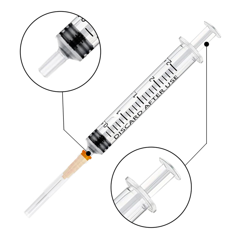 Pack of 30 Syringes 2.5 ml Plastic Syringe with Needles with Caps, Plastic Tube Syringes, Disposable Syringes Small, Dosing Syringe Liquid Syringe for Hobby and DIY, Individually Sealed Packaging