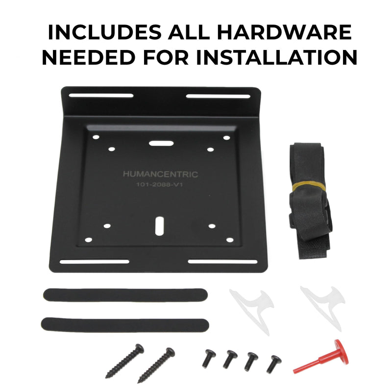 HumanCentric Universal Wall & VESA Mount, Adjustable Strap | For Small computers, UPS Units, Cable Boxes, Modems & Other Electronic Devices, Mounts on Wall or Back of Computer Monitor