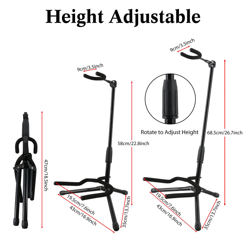 EASTROCK Guitar Stand - Guitar Stands Floor Adjustable Folding Guitar Stand for Acoustic Electric Bass Guitar Banjo Mandolin, Black Tripod with Foam Padding & Non-Slip Feet (1PACK) 1PACK