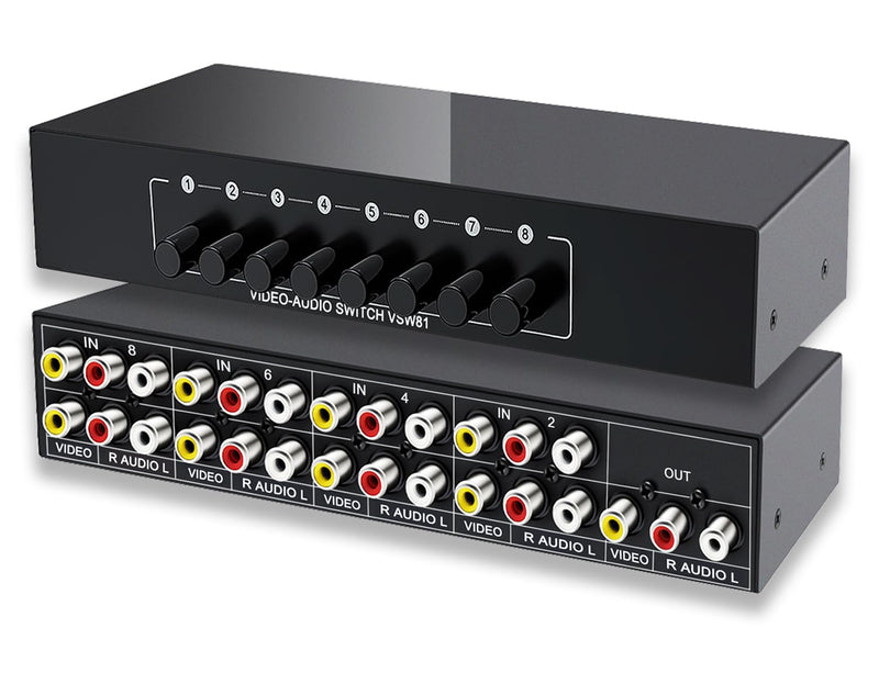 RCA AV Switch 8 in 1 Out Composite Video L/R Audio Switcher Selector Box