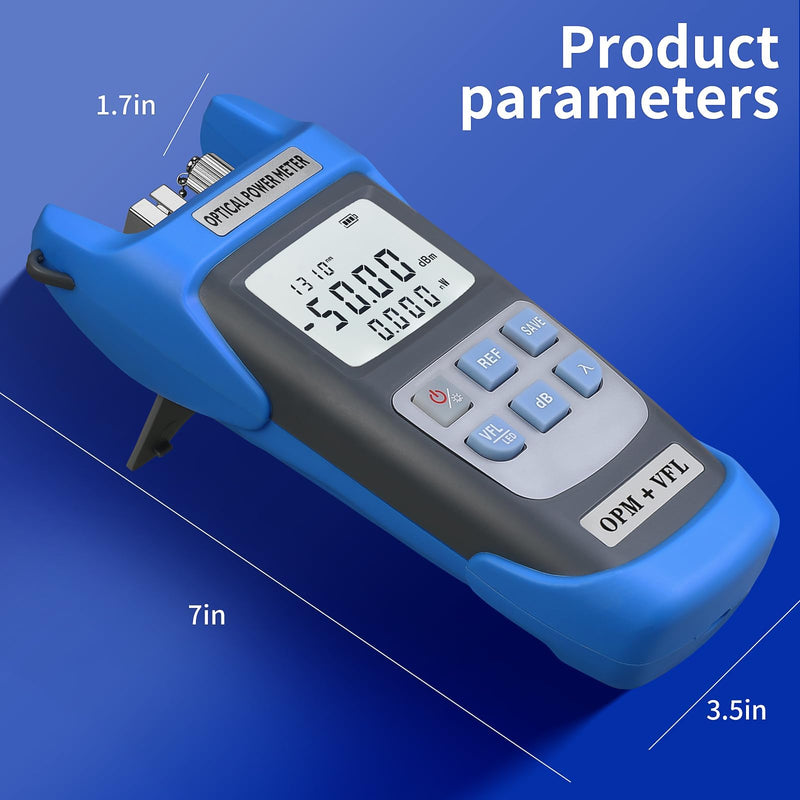Rechargeable Optical Power Meter A-C510B (-50~+26dBm) Fiber Optic Tester, Optical Power 15 All-in-one Machine, Suitable for SC/FC/ST/LC 2.5mm/1.25mm Interface, with 1 9/125um FC-LC Adapter OPM-VFL15KM