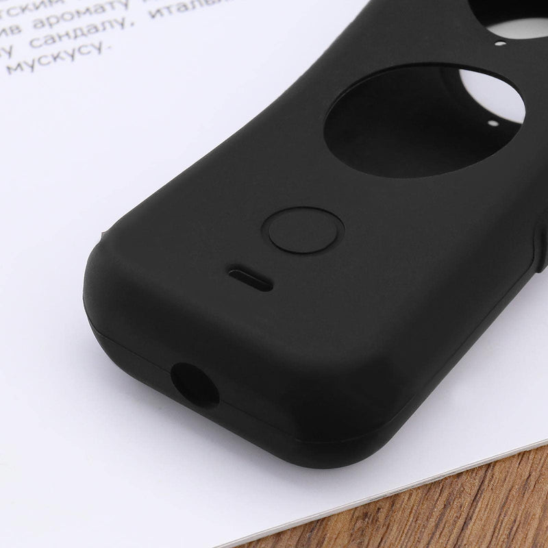 [AUSTRALIA] - Create idea Set with 2Pcs Body Cover Protector Lens Cap Protector Replacement Compatible with Insta 360 ONE X2 Camera Silicone Camera Case Black 