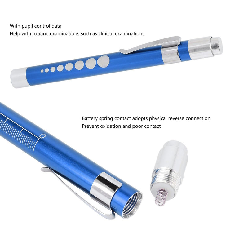 YUYTE Pen Light with Pupil Gauge, LED Pen Light, Yellow Lighting, Concave Head, Aluminium Alloy, Medical Pen Light with Pupil Gauge, for Ear, Nose, Throat (Blue)