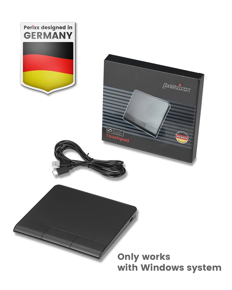 Perixx PERIPAD-706 [Firmware Updated] Wireless Slim Touchpad for Windows System - Multi-Device Bluetooth and 2.4G RF Connectivity - Rechargeable via USB-C - Large Size 5.31x4.57x0.55 Inches - Black