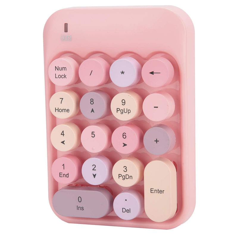 Wireless Numeric Keypad, Mini Digital Numpad 18 Keys Ergonomic Number Pad Keyboard with 2.4G USB Receiver & Chocolate Keycap for Laptop/PC/Desktop(Pink)