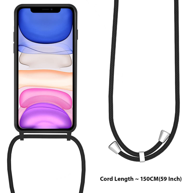 UEEBAI Crossbody Lanyard Phone case for iPhone SE 2022 5G/iPhone 7/iPhone 8/iPhone SE 2020, Silicone Phone Cover with Adjustable Necklace Strap Shockproof Cover Case for iPhone SE3/SE2 - Black iPhone SE3 5G/iPhone 7/iPhone 8/iPhone SE2