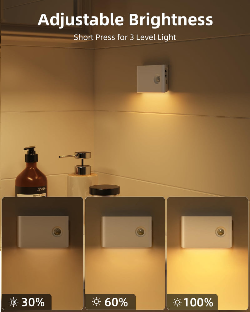 [AUSTRALIA] - EZVALO 6 Pack Motion Sensor Night Lights, Sync LED Stair Lights Indoor, 1500mAh Rechargeable, Magnetic & Dimmable, 3000K Soft White, Portable Nightlight for Hallway, Stairs, Bathroom, Bedroom 6pack 