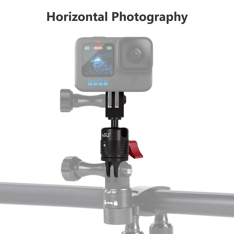 [AUSTRALIA] - HSU 360 Degree Rotation Camera Mount, Aluminum Vertical Bracket Tripod Adapter Compatible with GoPro Hero 12/11/10/9/8/7/6/5 AKASO Campark DJI Osmo Action 4/3 and Other Action Cameras 