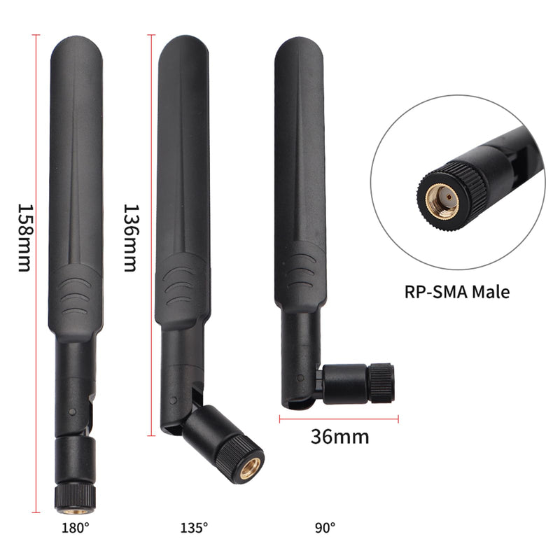 2 x 6dBi 2.4GHz 5GHz Dual Band WiFi RP-SMA Male Antenna | With 2 x 35CM RP-SMA IPEX MHF4 Pigtail Cable, Sturdy Plastic Case, Stable Signal Quality, For M.2 NGFF WiFi WLAN Card