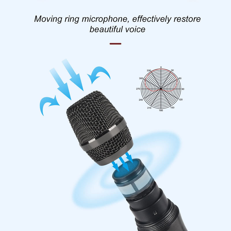Handheld Microphone, Plug and Play Karaoke Wireless Microphone 50m Receiving 600Hz to 800KHz Multipurpose for Home (Gold)