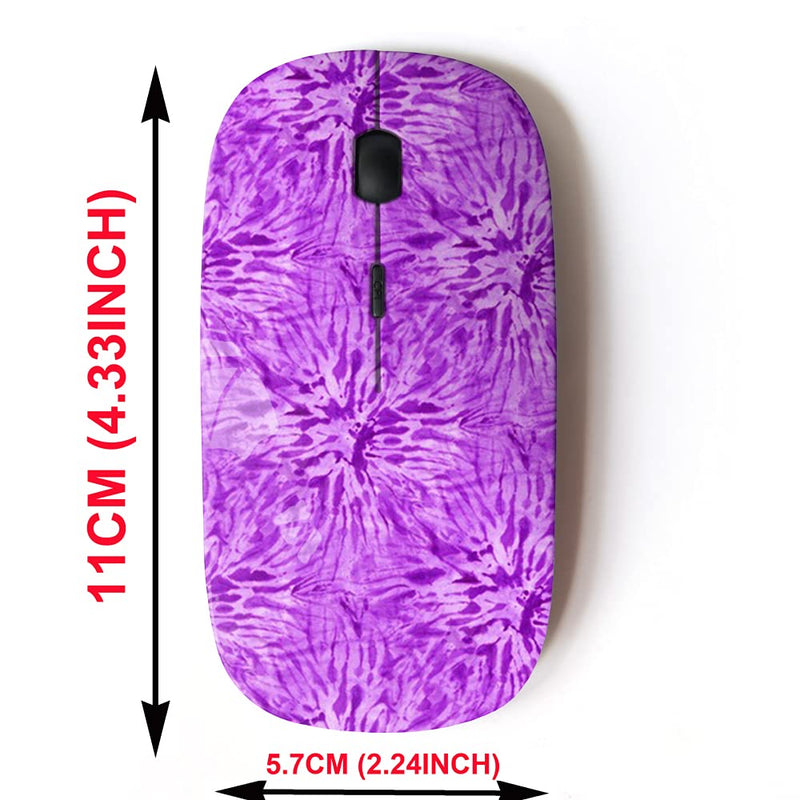2.4G Wireless Mouse with Cute Pattern Design for All Laptops and Desktops with Nano Receiver - Tiedye Purple Color