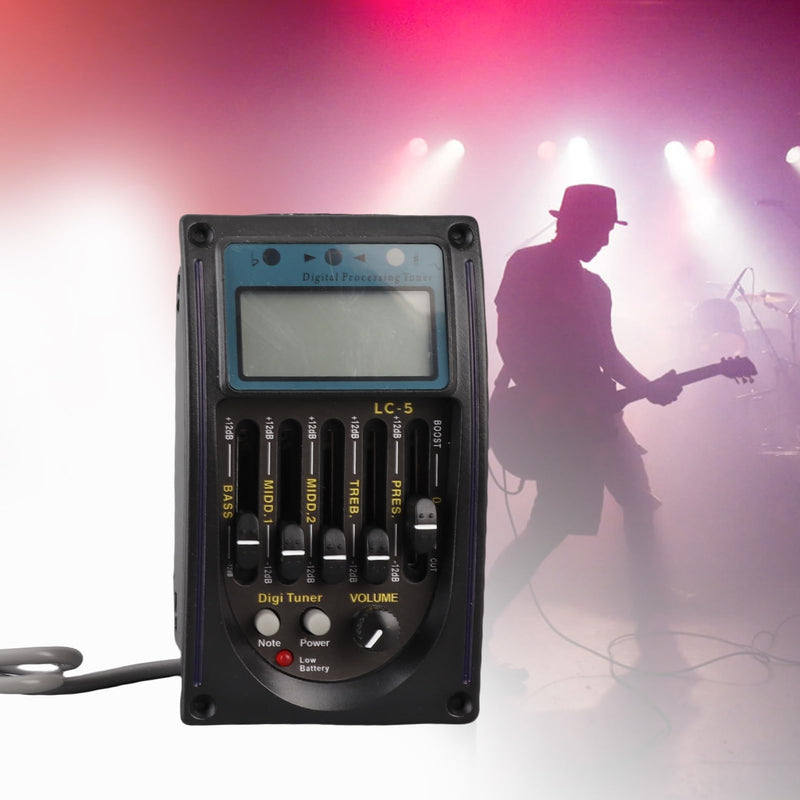 5 Band Guitar Pickup EQ Equalizer Piezo Pickup with LCD Display Tuning Function Guitar Preamp Pickup