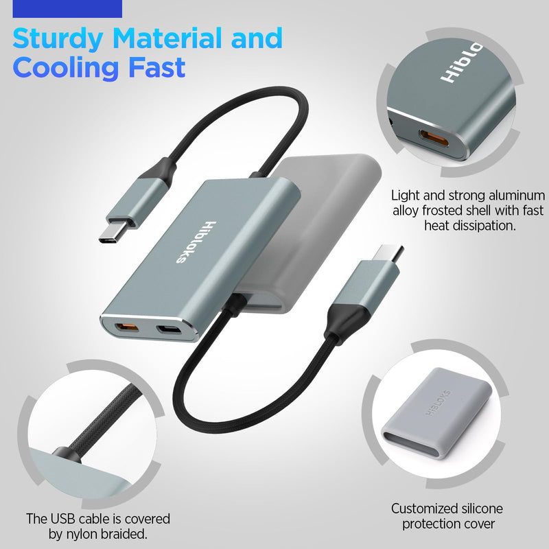HiBloks USB-C AR Hub and Charging Adapter for Switch 2 and AR Glasses | Charge and Play Adapter with 4K60Hz and 65W Fast Charging for Switch 1&2/Rokid/Xreal/RayNeo/VITURE/iPhone 15&16 &17