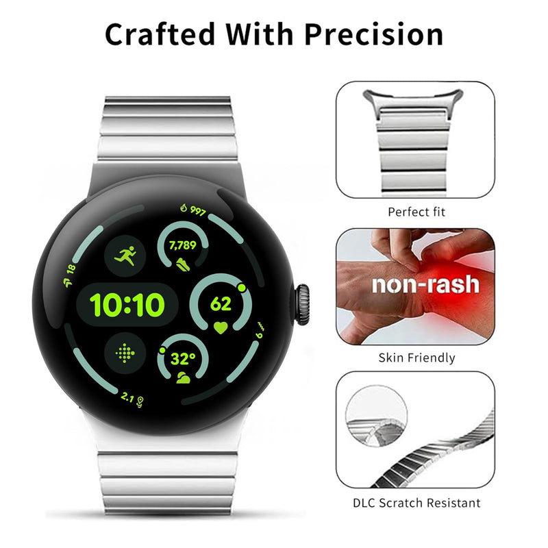 Titanium Magnetic Band for Google Pixel Watch 5/4/3 45mm Men | Metal Band for Pixel Watch 45mm | No Tool Needed Adjustment,40% Lightweight,Durable,Skin-Friendly,Fit wrist 6"-9",for Men black
