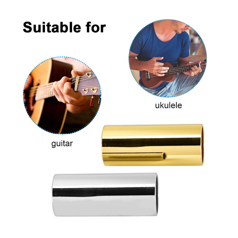 2Pcs Guitar Slide, Guitar Slides for Electric Brass Slide and Stainless Steel Slides for Guitar, Bass, Medium Performance Accessories Lap Steel Guitar Slide Lap Steel Guitar Slide