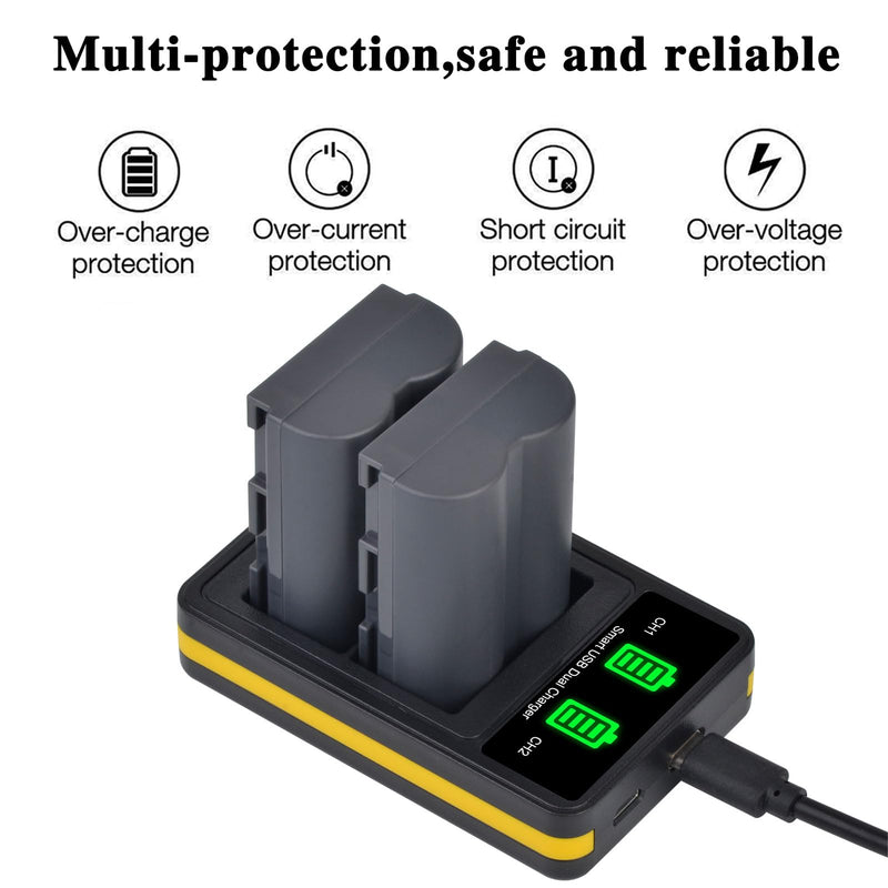 2-Pack BP-511 BP-511A Battery and LED Dual Battery Charger for Canon EOS 5D 10D 20D 20Da 30D 40D 50D 300D D30 D60 Rebel PowerShot G1 G2 G3 G5 G6 Pro 1 Pro 90 Pro 90IS