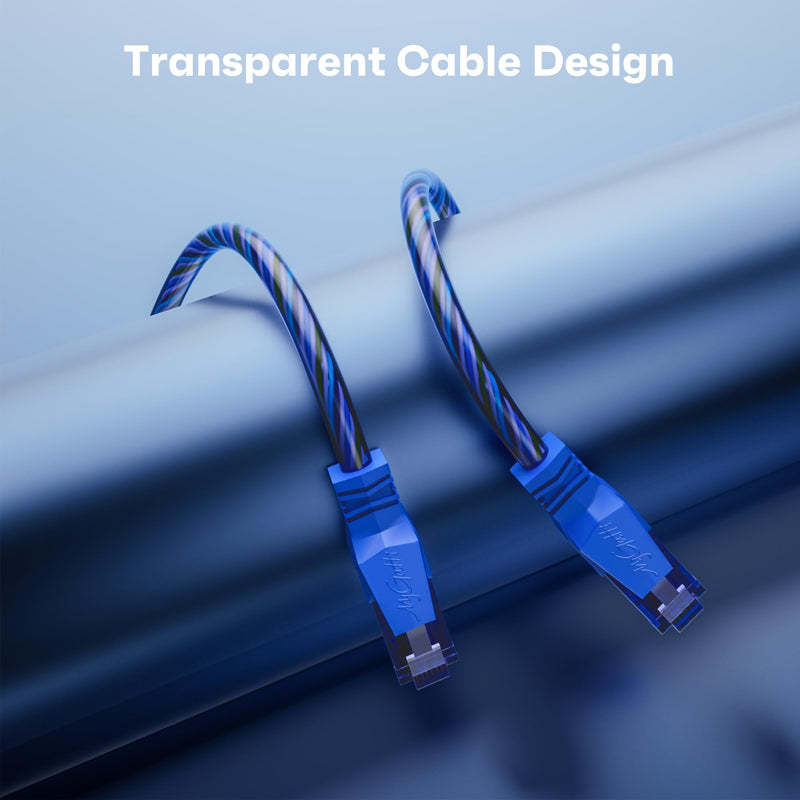 Cat6 Ethernet Cable 6 FT (50-Pack), Snagless Cat 6 Patch Cable, Upgraded Transparent Flexible PVC Jacket, OFC Oxygen-Free Copper, 1Gbps, Internet Network Cable, Cat6 Cables, UTP, Blue Cable -50 Pack 50-Pack Transparent Blue