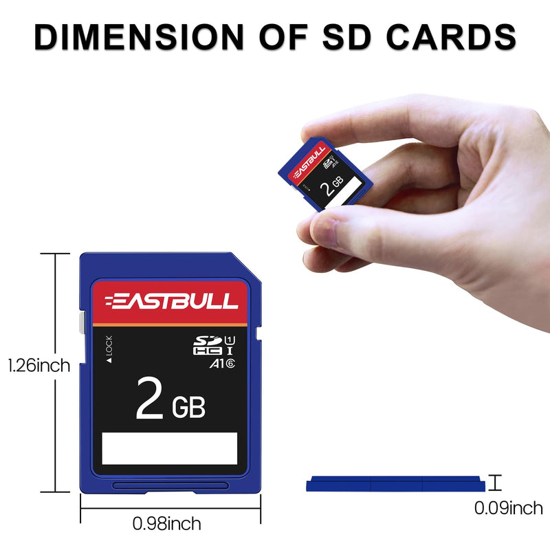 [AUSTRALIA] - EASTBULL 5-Pack of SD Card 2GB Class 6 SD Card U1 V30 SDHC Memory Card 5-Pack for Camera, Full HD Video, with 5 Mini Cases (2 GB, 5 Pack) SD 2GB U1 5Units 