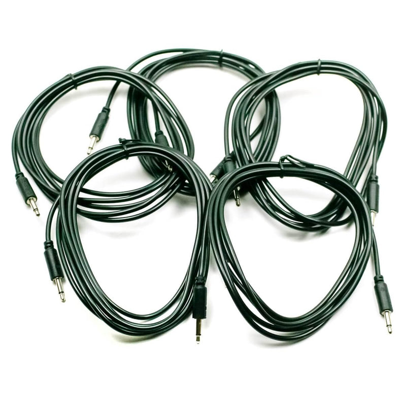 Patch Cables, 5 Pack 3.5mm 1/8 inch Mono Cables Eurorack Modular (72 inch, Black)