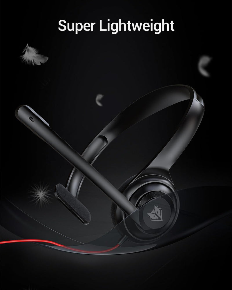 NUBWO HW02 USB Headset with Microphone,Work Headset with Mic&in-line Control, Super Light, Ultra Comfort Computer Headset for Laptop pc, On-Ear Wired Office Call Center Headset for Boom Skype Webinars Black 3.5+USB