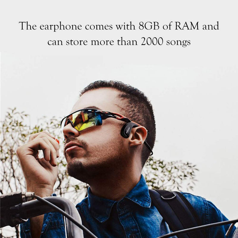 IKXO Waterproof bone conduction headphones bluetooth 5.0 wireless earbuds IPX8 open ear underwater bluetooth gym headphones with microphone for swimming Running, Sports