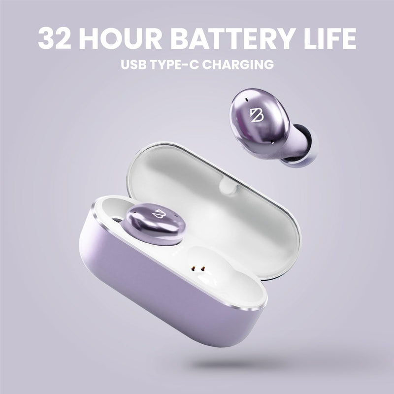 Back Bay Audio Mini Wireless Earbuds for Small Ears, Award-Winning Sound | Sweatproof Bluetooth Earbuds, Deep Bass, Tech Fitness Gifts for Men, Comfortable Bluetooth Ear Buds for Women B. Lavender