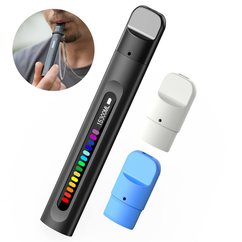 Breathing Trainer with Display | Portable, Rechargeable, Detachable Mouthpieces, Compact Handheld Design Black