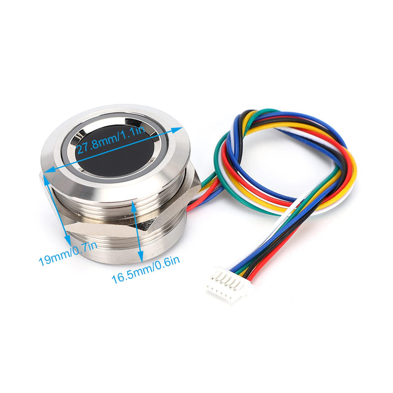 Fingerprint Identification Module, R503 Circular Capacitive Fingerprint Identification Module with 2-Color Ring Indicator Light for Access Control/Help Desk/Security Box