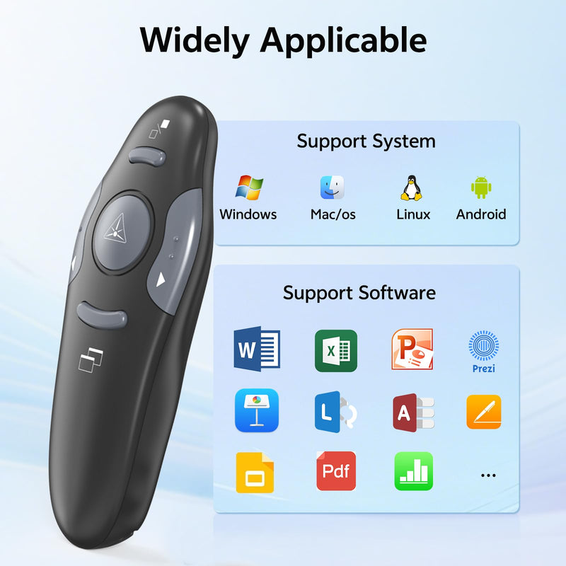 4 Unit Presentation Clickers, Wireless Presenter Remote with Case | 2‑in‑1 USB/Type C Receiver, Rechargeable, Red Laser Pointer PowerPoint Clickers for Mac/Windows/Linux, Google Slide/Keynote 4 Units Red Laser