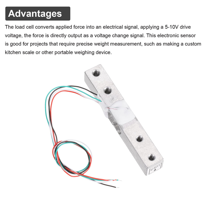 QUARKZMAN Set of 4 Digital Load Cell Weight Sensor 10 kg + HX711 Module Weighing Sensor 24 Bit Precision A/D Dual Channel for DIY Portable Electronic Kitchen Scale Kit