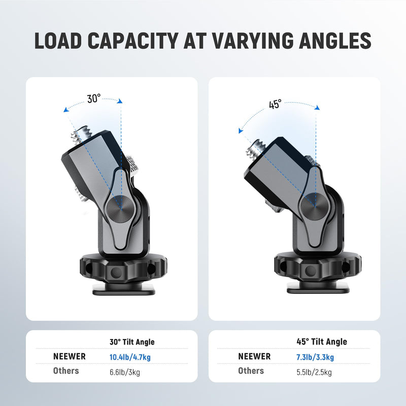 NEEWER Camera Monitor Mount with Cold Shoe, Anti Twist 1/4" Screw for 5" & 7" Field Monitor Compatible with Atomos Ninja V, 360° Swivel & Adjustable 180° Tilt Damping, Compatible with SmallRig, MA006
