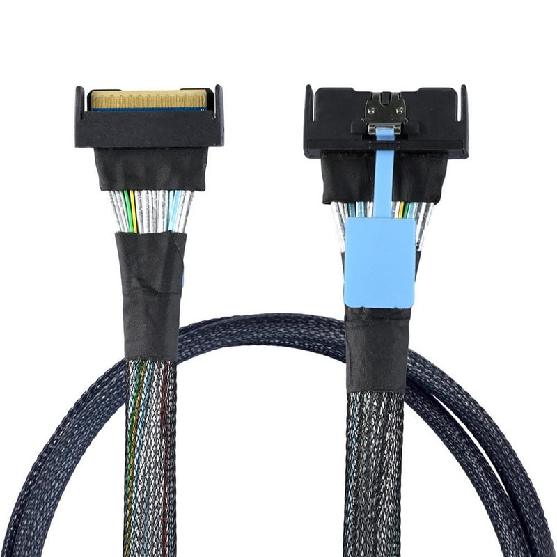 xiwai Slimline MCIO 8i 74Pin Male to MCIO PCIE 5.0 4.0 74Pin Male Extender Cord, PCI-E 5.0 Mini Cool Edge IO MCIO Cable 50cm MCIO-MCIO Straight