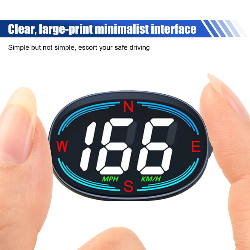 Car Digital Speedometer, Car Head-Up Display, HUD Speedometer with GPS Compass, Plug and Play Display with Speeding Alarm, USB Connect MPH Speed Meter Suitable for Most Vehicles