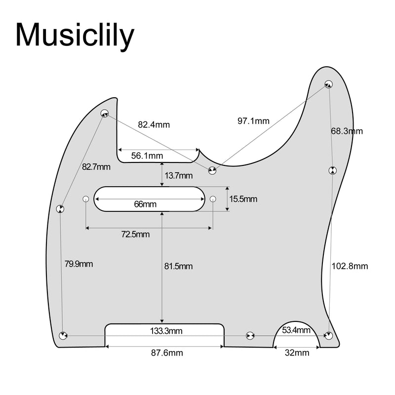 [AUSTRALIA] - Musiclily 8 Hole Tele Pickguard TL Guitar Pick Guard Scratch Plate for USA/Mexican Fender American Standard Telecaster Modern Electric Guitar, 3Ply Aged White 