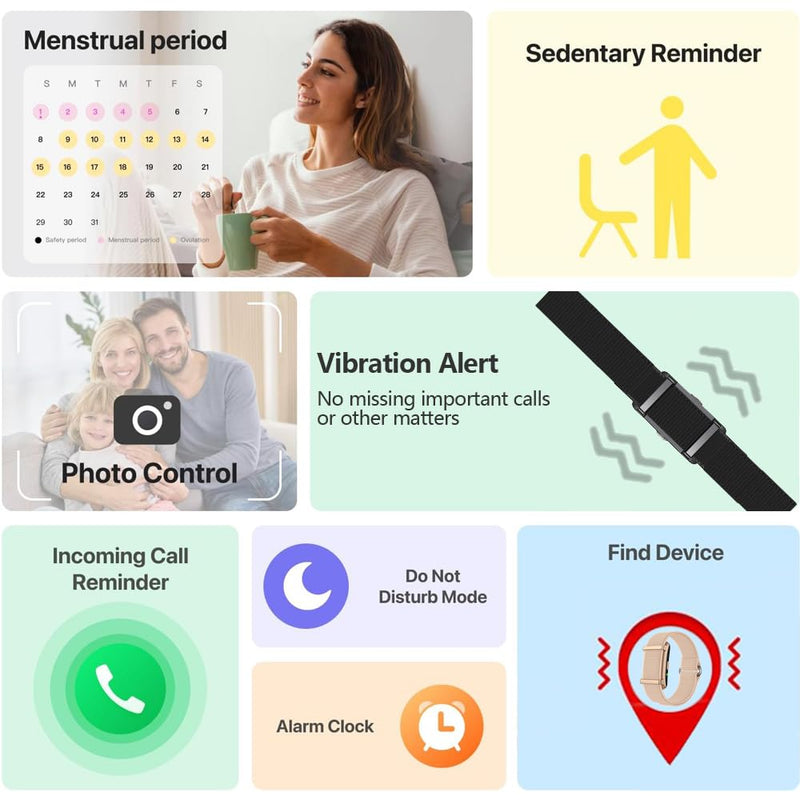 Smart Bracelet Fitness Tracker for Men Women (Rose Gold) | Body Temperature Monitoring, Heart Rate Monitoring, 24h Sleep Tracker, 170+ Sport Modes, Waterproof Rose Gold