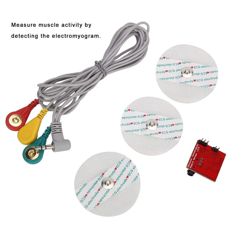 EMG Muscle Sensor, Electromyographic Sensor, Muscle Signal Sensor System with EMG Connection Cable + Test Suction Pad, for Measuring and Observing Muscle Activity